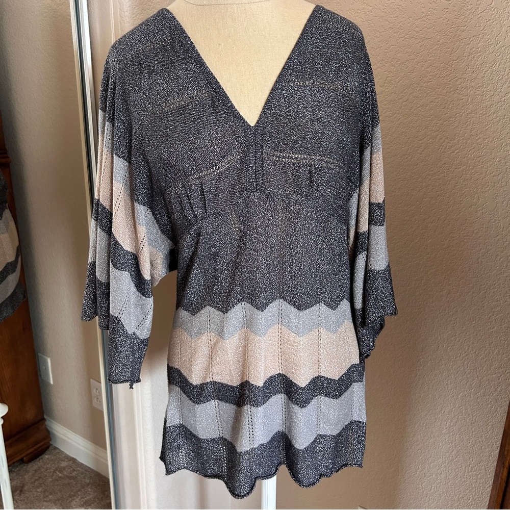 Sweater Shirt Metallic Top by Even Women’s Size Large